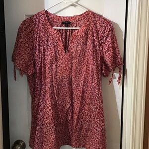 Talbots Red Floral Blouse